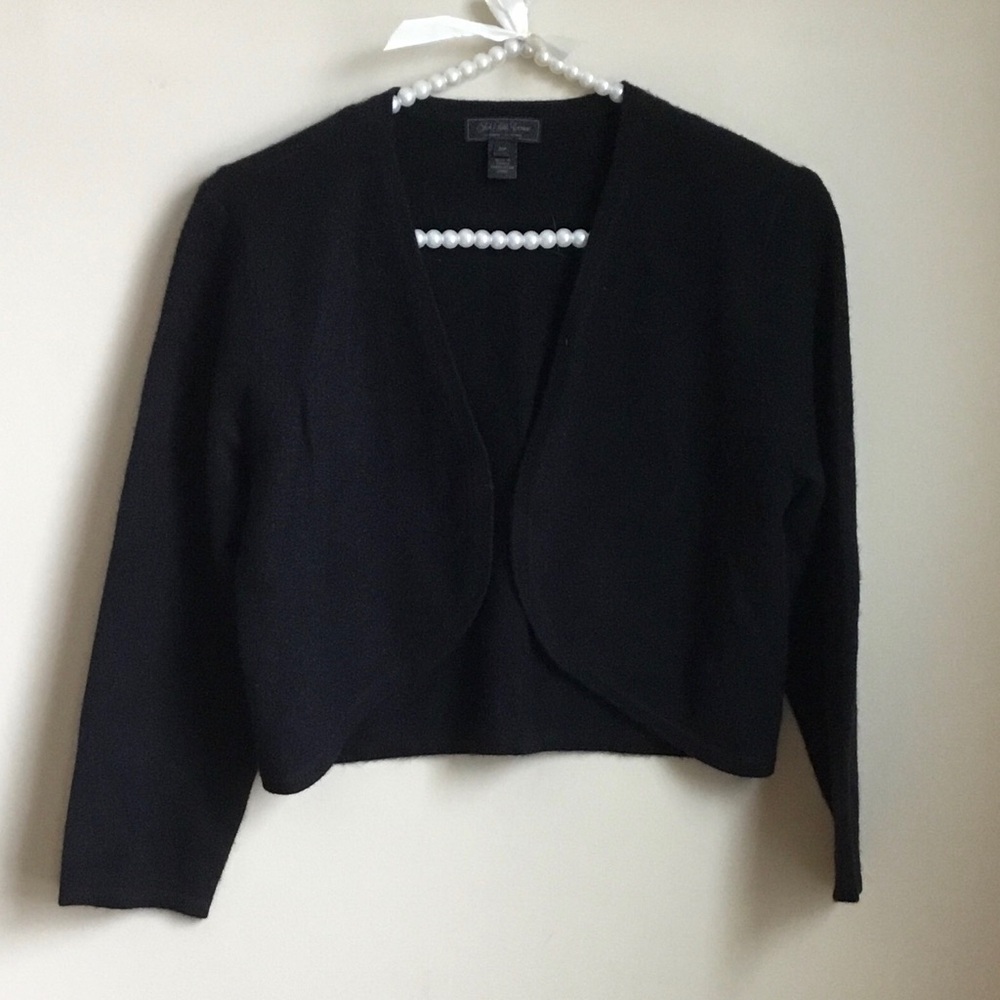 NEW Saks Fifth Avenue Black Cashmere Bolero Cardigan Sweater - Picture 2 of 8